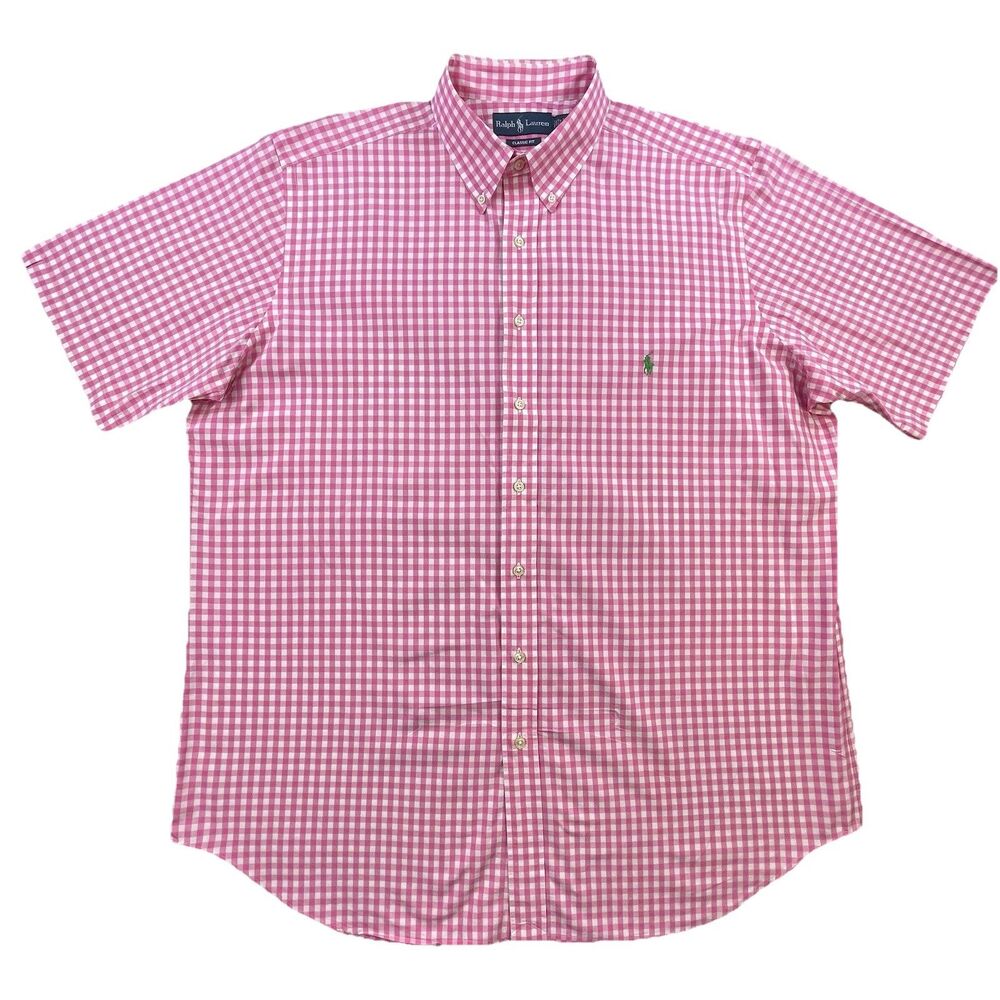 Polo Ralph Lauren Shirt Mens XLT Pink White Gingham Check Custom Fit Oxford OCBD - Picture 2 of 7